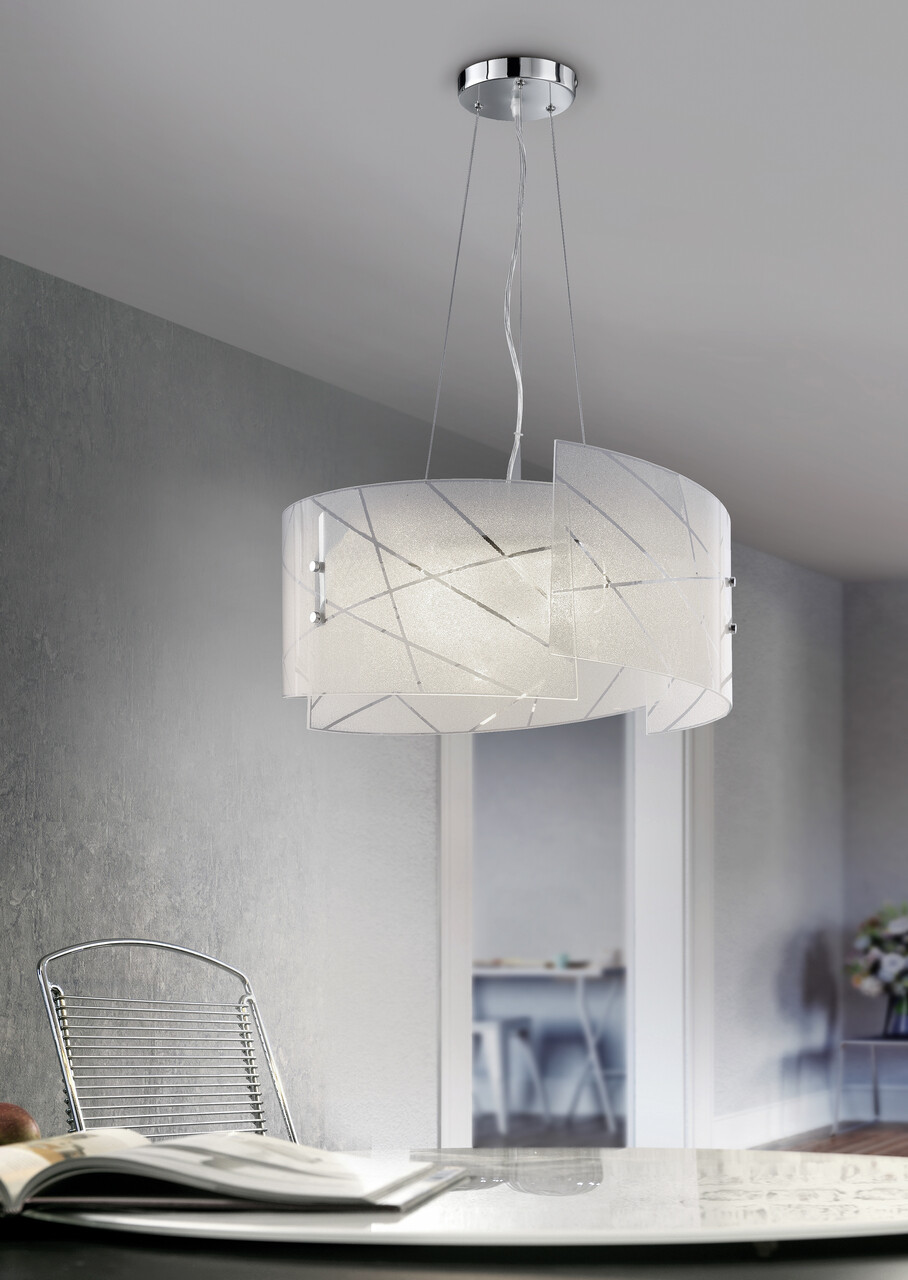 Lustra Sandrina, TRIO, 50x150 cm, 40W, 3x E27, sticla, alb - imagine 6
